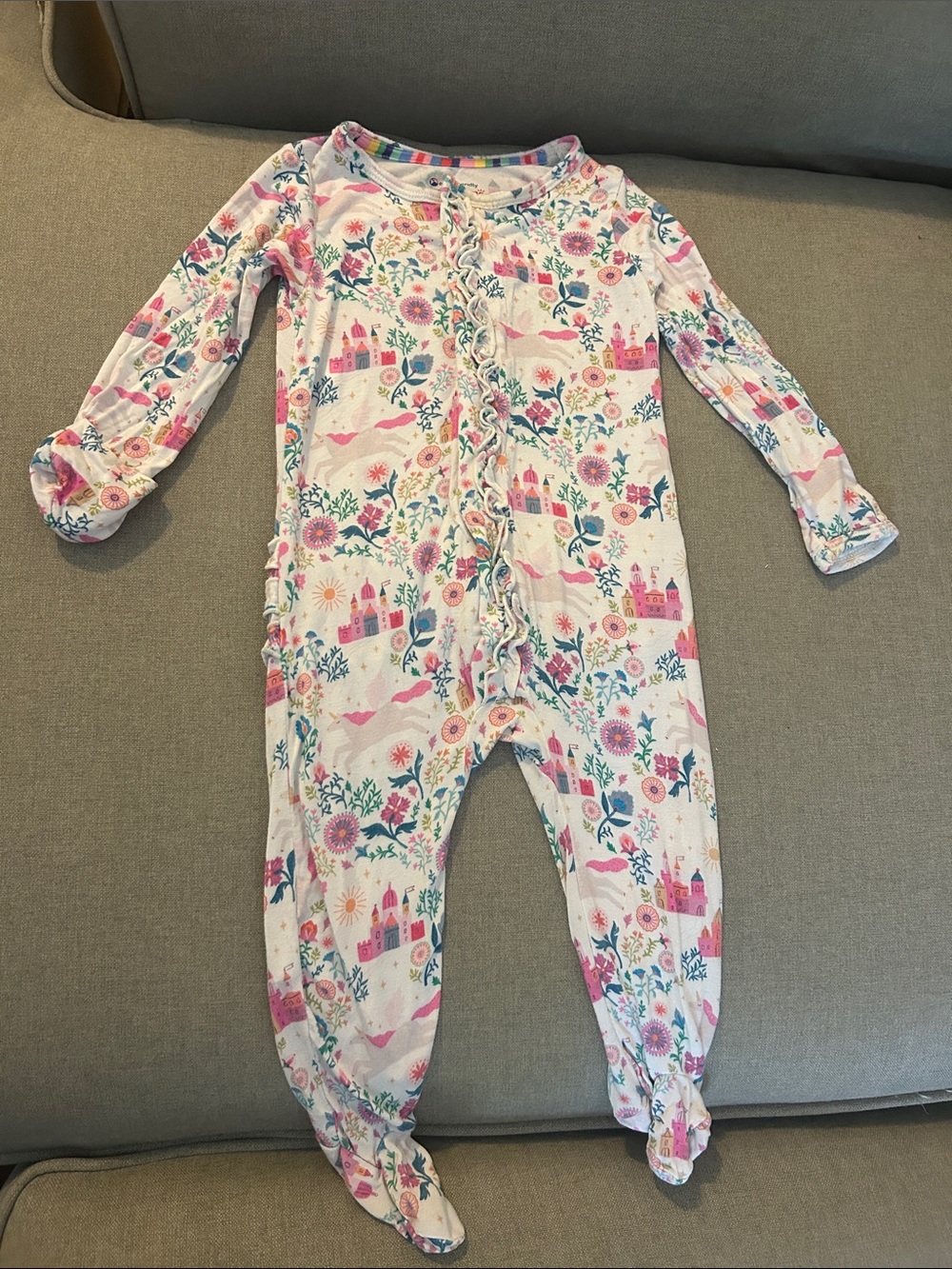 Magnetic Me Pink Floral Fairy Princess Castle Footed One-Piece Pajamas